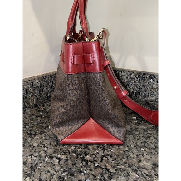 MICHAEL Michael Kors Gramercy Large Logo Satchel in Brown/Brandy Excellent - Picture 9 of 16